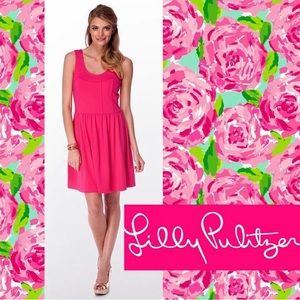 Lilly Pulitzer Pink Agatha Ponte Knit Fit and Flare Dress Medium